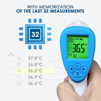 ILIR-291 Non-Contact Forehead lR Thermometer Infrared Human Body Surface Temperature Measurement Colored LCD Backlight, Alarm Function and Data Storage - Instrulife