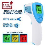 ILIR-291 Non-Contact Forehead lR Thermometer Infrared Human Body Surface Temperature Measurement Colored LCD Backlight, Alarm Function and Data Storage - Instrulife