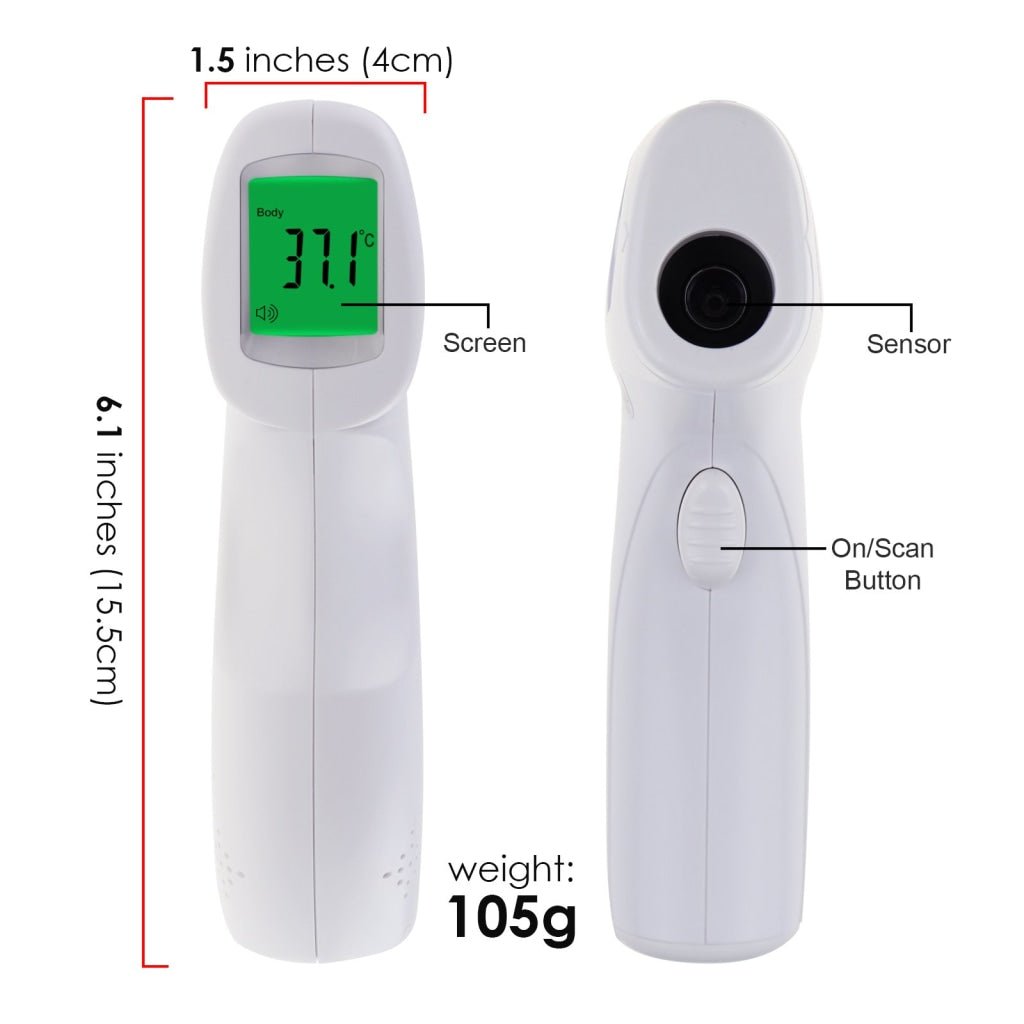 ILIR-293 Forehead Body Human Adult Infant Infrared Thermometer 32 Memory FDA Approved Temperature Tester Colored Backlight Fever Indicator - Instrulife