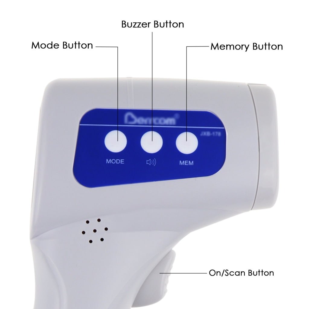 ILIR-293 Forehead Body Human Adult Infant Infrared Thermometer 32 Memory FDA Approved Temperature Tester Colored Backlight Fever Indicator - Instrulife