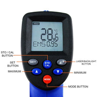 ILTH-176 Infrared IR Laser 12:1 Non-Contact -50~950°C / -58~1742°F Digital Thermometer, Industrial Chemicals Machinery Cooking Household Used - Instrulife