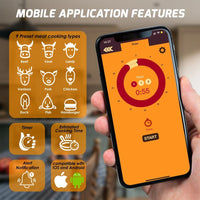 ILTH-368 Smart Meat Thermometer with Bluetooth up to 30 meters (98.42ft) Wireless Range for Oven, Grill, Kitchen, BBQ, Rotisserie Ringing or Vibrating Alarm IP67 Waterproof Grade - Instrulife