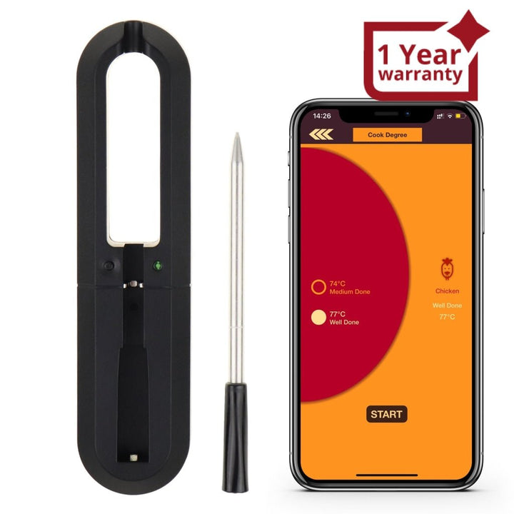 ILTH-368 Smart Meat Thermometer with Bluetooth up to 30 meters (98.42ft) Wireless Range for Oven, Grill, Kitchen, BBQ, Rotisserie Ringing or Vibrating Alarm IP67 Waterproof Grade - Instrulife