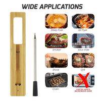 ILTH-372 Wireless Meat Thermometer for Remote Monitoring - Bluetooth Meat Thermometer Digital Cooking Thermometer with 165ft Wireless Range for Kitchen, BBQ, Oven, Smoker, Grill, and Rotisserie - Instrulife