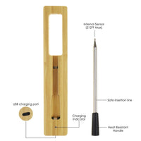 ILTH-372 Wireless Meat Thermometer for Remote Monitoring - Bluetooth Meat Thermometer Digital Cooking Thermometer with 165ft Wireless Range for Kitchen, BBQ, Oven, Smoker, Grill, and Rotisserie - Instrulife