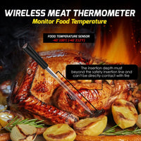 ILTH-372 Wireless Meat Thermometer for Remote Monitoring - Bluetooth Meat Thermometer Digital Cooking Thermometer with 165ft Wireless Range for Kitchen, BBQ, Oven, Smoker, Grill, and Rotisserie - Instrulife