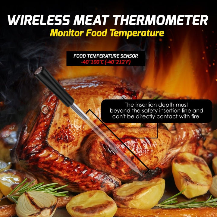 ILTH-372 Wireless Meat Thermometer for Remote Monitoring - Bluetooth Meat Thermometer Digital Cooking Thermometer with 165ft Wireless Range for Kitchen, BBQ, Oven, Smoker, Grill, and Rotisserie - Instrulife