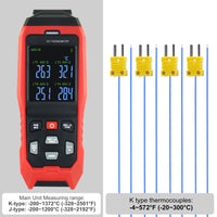 ILTH-373 K/J/T Datalogger Thermocouple Thermometer -200~1372°C (-328~2501°F), 4-Channel Display, Real-Time Data Logging, Audible and Visible Alarm, and ADJ Compensation - Instrulife
