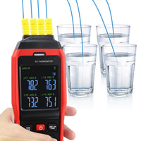 ILTH-373 K/J/T Datalogger Thermocouple Thermometer -200~1372°C (-328~2501°F), 4-Channel Display, Real-Time Data Logging, Audible and Visible Alarm, and ADJ Compensation - Instrulife