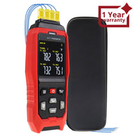 ILTH-373 K/J/T Datalogger Thermocouple Thermometer -200~1372°C (-328~2501°F), 4-Channel Display, Real-Time Data Logging, Audible and Visible Alarm, and ADJ Compensation - Instrulife