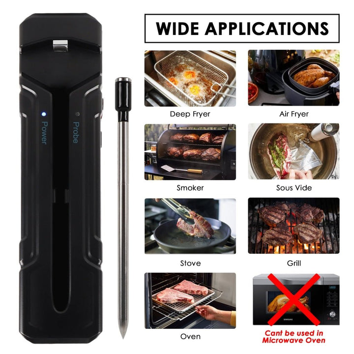 ILTH-387 Smart Bluetooth Meat Thermometer 500FT Wireless Range for BBQ, Oven, Smoker, Grilling, Kitchen Food Temperature Measure - Instrulife