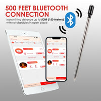 ILTH-387 Smart Bluetooth Meat Thermometer 500FT Wireless Range for BBQ, Oven, Smoker, Grilling, Kitchen Food Temperature Measure - Instrulife