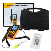 ILTH-177 LCD Digital Humidity and Temperature Meter Gauge 2 in 1 Measure Thermometer with Type K Thermocouple Sensor Probe, 10~98%RH, -10~50°C (14~122°F), -30~1000°C (-22~1832°F) K-type - Instrulife
