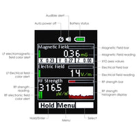 ILEM-190 Multi-Field EMF Meter RF Gauss Meter Electromagnetic Electric RF Field Strength Tester with Warning Indicator - Instrulife