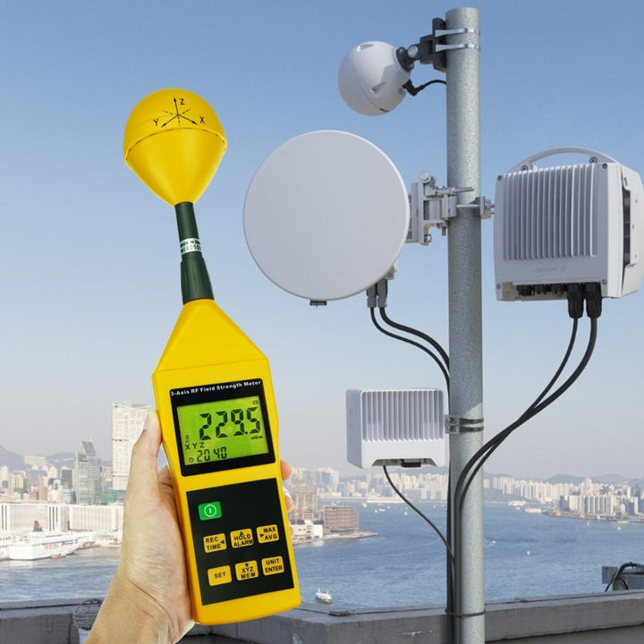 ILEM-196 Triaxial Tri-Axis RF Field Strength Meter Electromagnetic Radiation Tester Detector 10MHz to 8GHz with Alarm and Tripod Mounting, Compact, MIni - Instrulife
