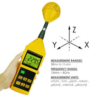 ILEM-196 Triaxial Tri-Axis RF Field Strength Meter Electromagnetic Radiation Tester Detector 10MHz to 8GHz with Alarm and Tripod Mounting, Compact, MIni - Instrulife