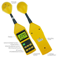 ILEM-196 Triaxial Tri-Axis RF Field Strength Meter Electromagnetic Radiation Tester Detector 10MHz to 8GHz with Alarm and Tripod Mounting, Compact, MIni - Instrulife