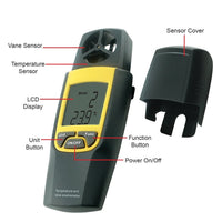 ILAN-189 Anemometer Thermometer, Air Speed Temperature °C / °F HVAC Dual Meter Tester, 80~4000fpm (0.4~20m/s), -10~50°C (14~122°F) - Instrulife