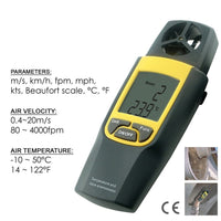 ILAN-189 Anemometer Thermometer, Air Speed Temperature °C / °F HVAC Dual Meter Tester, 80~4000fpm (0.4~20m/s), -10~50°C (14~122°F) - Instrulife