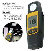 ILLX-179 Digital Light Lux Meter Range 0~30,000 Lux / FTC + Max Min Hold Handheld Device CE marking - Instrulife