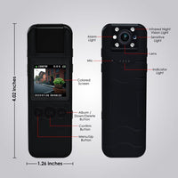 ILIC-412 Mini Camera Digital Video Recorder Body Cam 1080P Rotating Lens Camcorder Video Audio Record Night Vision Motion Detection Loop Recording Body Camera for Law Enforcement, Security Guard, Travel, Lecture Record - Instrulife