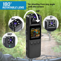 ILIC-412 Mini Camera Digital Video Recorder Body Cam 1080P Rotating Lens Camcorder Video Audio Record Night Vision Motion Detection Loop Recording Body Camera for Law Enforcement, Security Guard, Travel, Lecture Record - Instrulife