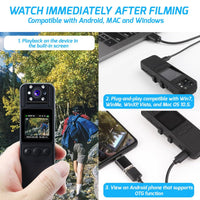 ILIC-412 Mini Camera Digital Video Recorder Body Cam 1080P Rotating Lens Camcorder Video Audio Record Night Vision Motion Detection Loop Recording Body Camera for Law Enforcement, Security Guard, Travel, Lecture Record - Instrulife