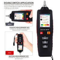 ILVM-281 Digital Vibration Meter Piezoelectric Vibrometer Gauge Colored Flip Display Acceleration Velocity and Displacement Measurement with Short / Long Probe Portable Symmetrical Shape - Instrulife