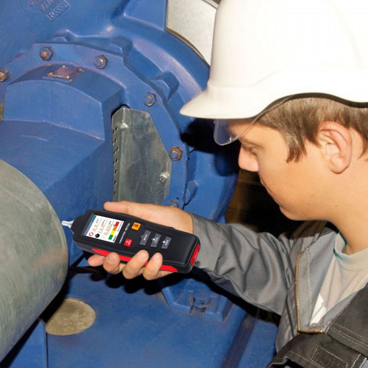 ILVM-281 Digital Vibration Meter Piezoelectric Vibrometer Gauge Colored Flip Display Acceleration Velocity and Displacement Measurement with Short / Long Probe Portable Symmetrical Shape - Instrulife