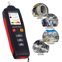 ILVM-281 Digital Vibration Meter Piezoelectric Vibrometer Gauge Colored Flip Display Acceleration Velocity and Displacement Measurement with Short / Long Probe Portable Symmetrical Shape - Instrulife