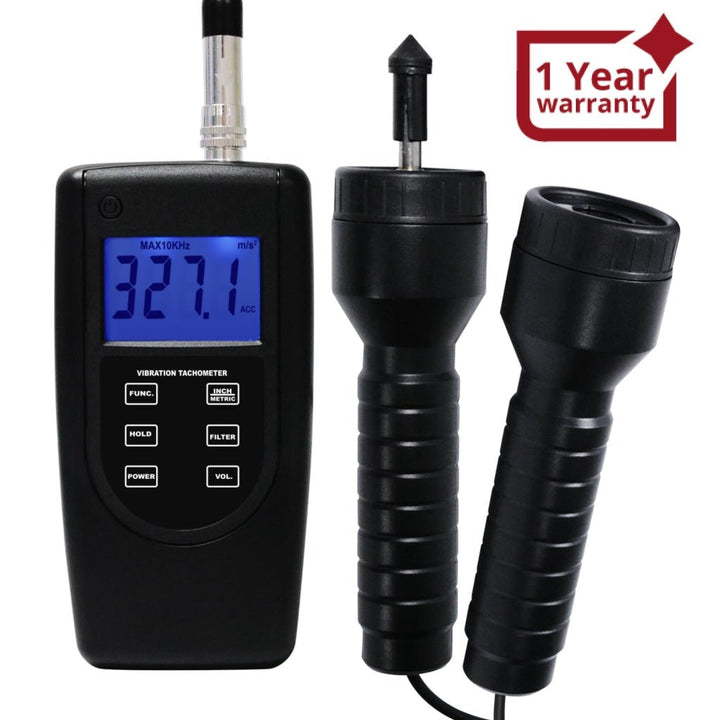 ILVM-6370T Vibration Tachometer Meter Piezoelectric Sensor Contact Photo Rotation Rate Tester Vibrometer, RPM (r/min) Frequency Hz Rotating Machinery Imbalance Velocity Acceleration Displacement - Instrulife