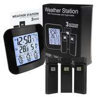 ILWS-85 Digital Weather Station with Thermometer and Hygrometer 3 Indoor/ Outdoor Wireless Sensors, Alarm Clock for Temperature and Humidity measurement - Instrulife