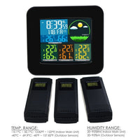 ILWS-103_EU Digital Weather Station RCC DCF with 3 Indoor/ Outdoor Wireless Sensors, with 6 kinds of Weather Forecast, Thermometer and Hygrometer, with Alarm Clock for Temperature and Humidity measurement, Low battery for Colored LED on LCD Display - Instrulife