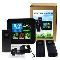 ILWS-103_UK Digital Weather Station RCC MSF with 3 Indoor/ Outdoor Wireless Sensors, with 6 kinds of Weather Forecast, Thermometer and Hygrometer, with Alarm Clock for Temperature and Humidity measurement, Low battery for Colored’ LED on LCD Display - Instrulife