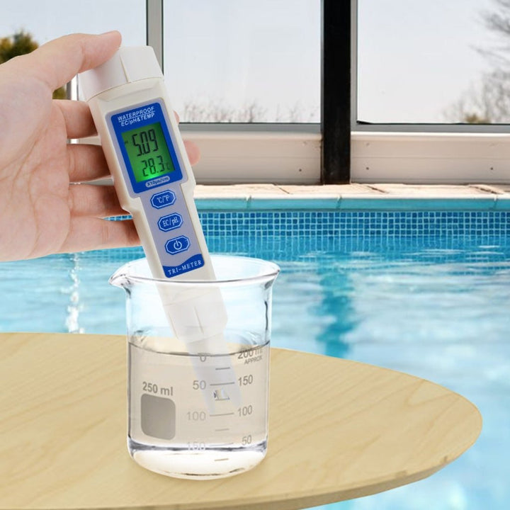 ILWQ-241 pH / EC / Temperature Meter ATC 3 in 1 Waterproof Pen Type Water Quality Combo Multi-Parameter Tester Monitor Analyzer Acidometer , Test Kit for Aquariums Hydroponics Pool Spa Drinking Purity - Instrulife