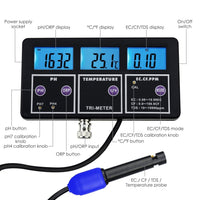 ILWQ-243 6 in 1 Professional Multi-parameter pH/ ORP Redox/ EC/ CF/ TDS PPM/ Temperature Combo Testing Meter, Digital Multi-function Water Quality Monitor Tester - Instrulife