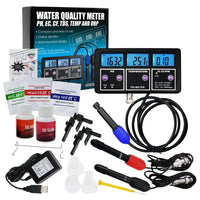 ILWQ-243 6 in 1 Professional Multi-parameter pH/ ORP Redox/ EC/ CF/ TDS PPM/ Temperature Combo Testing Meter, Digital Multi-function Water Quality Monitor Tester - Instrulife