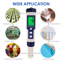 ILWQ-303 Pentype Multi-Paramater 5-in-1 Water Quality Tester (pH / TDS / EC / Temp / Salinity) Waterproof Digital Meter Research Household Industrial Laboratory Analysis - Instrulife