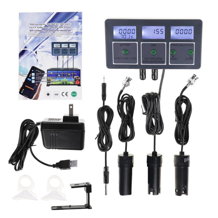 ILWQ-359 Multi-Parameter 8-in-1 Water Test Kit pH. ORP. EC Conductivity, TDS, Salt, S.G., CF, and Temperature with Online APP Tester - Instrulife