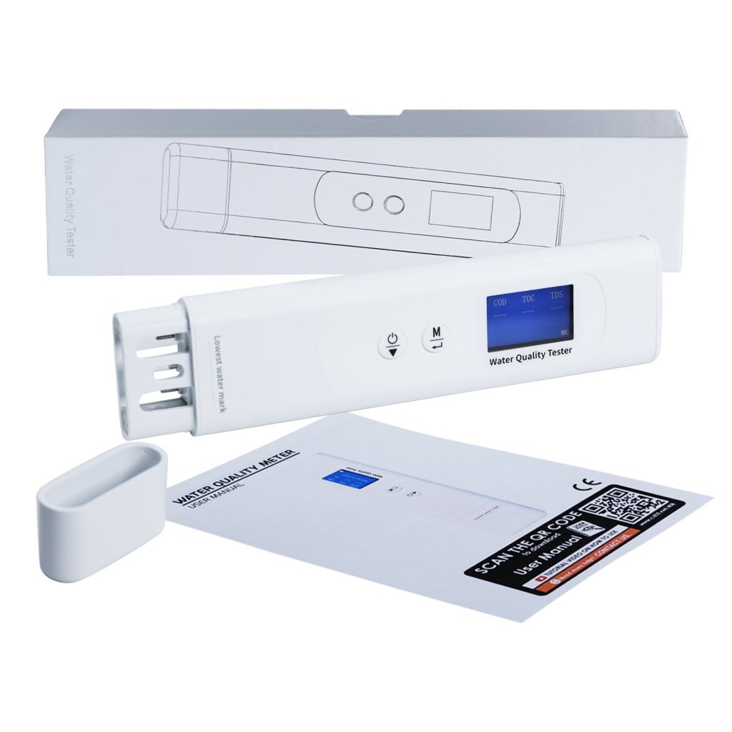 ILWQ-408 6in1 Water Quality Testing Meter TOC UV275 EC TDS COD Temp Tester, Intelligent Scoring Mode, Colored Backlight Indicator Digital Water Test Kit for Home Drinking Water, Tap Industrial Water etc. - Instrulife