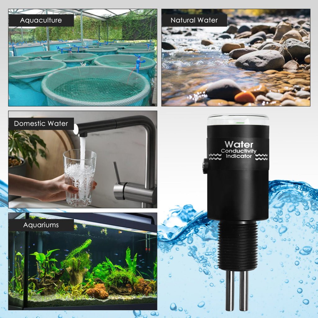 ILWQ-453 Water Quality Conductivity Indicator 7 LED Conductivity Level Measure 0~90us/cm with ATC and IP68 for Water Filter Monitoring, Environmental Checking etc. - Instrulife