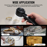 ILJL-521 10X Magnifying Loupe with LED Light & UV - K9 Lens with 30mm Diameter, Portable Jewelers Loupe for Gemstone, Coin, Stamp, PCB Inspection USB-C Rechargeable - Instrulife