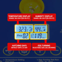 ILEI-501 Egg Incubator with Automatic Egg Turning, Temperature Control, Candler, Humidity Display, 8~18 Eggs Chicken Embryo Incubator for Hatching Chicken, Duck, Bird, Quail, Goose, and Turkey Embryos - Instrulife