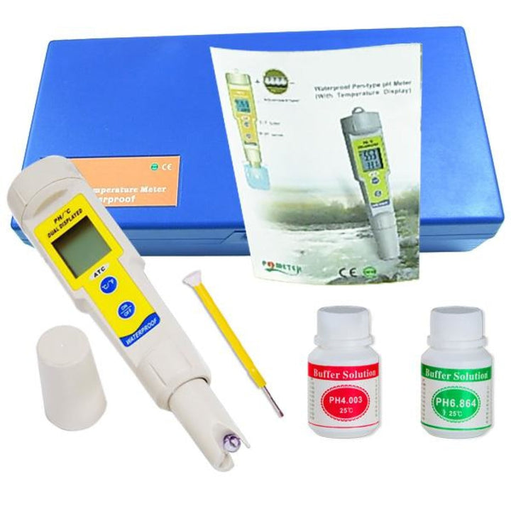 ILWQ-878 Waterproof Digital pH and Temperature Meter °C / °F 0.00~14.00 pH Range with 2-Liner Display - Instrulife