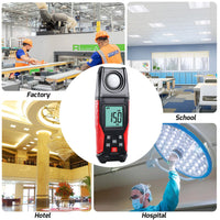 ILLX-484 Lux Light Meter for Visible Brightness Measurement with 0.1~200000LUX / 0.01~20000FC Range Ideal for Warehouses, Factories, Hospitals, and Schools - Instrulife