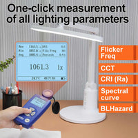 ILLX-510 Portable Spectral Illuminance Meter Light Lux Tester with Spectral Sensor Measuring CRI, CCT, Blue Light, UV Index, Temperature, Humidity - Instrulife