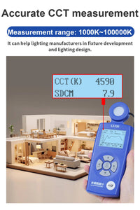 ILLX-510 Portable Spectral Illuminance Meter Light Lux Tester with Spectral Sensor Measuring CRI, CCT, Blue Light, UV Index, Temperature, Humidity - Instrulife