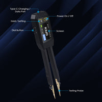 ILMU-508 Portable LCR Meter Tweezer: Resistance/Capacitance/Inductance Tester w/ Diode Test, 100Hz/1kHz/10kHz, Color Display - Compact LCR Bridge - Instrulife