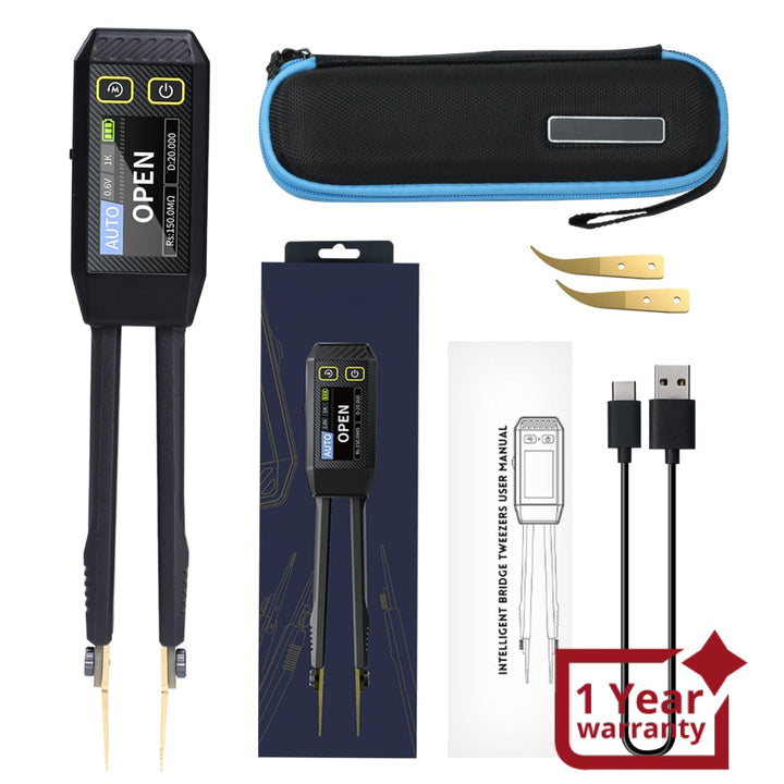 ILMU-508 Portable LCR Meter Tweezer: Resistance/Capacitance/Inductance Tester w/ Diode Test, 100Hz/1kHz/10kHz, Color Display - Compact LCR Bridge - Instrulife