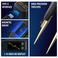 ILMU-508 Portable LCR Meter Tweezer: Resistance/Capacitance/Inductance Tester w/ Diode Test, 100Hz/1kHz/10kHz, Color Display - Compact LCR Bridge - Instrulife